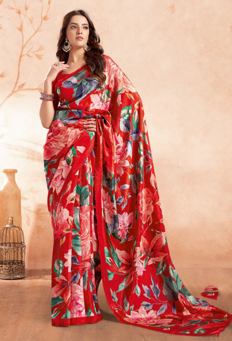 Gulab Rekha – Elegant Floral Printed Saree